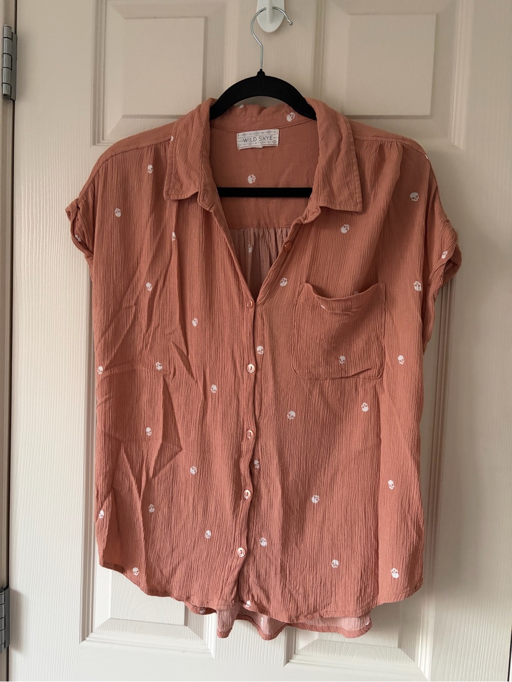 🫶 WILD SKYE - XL Orange Top with Mini Skulls - 100% Rayon